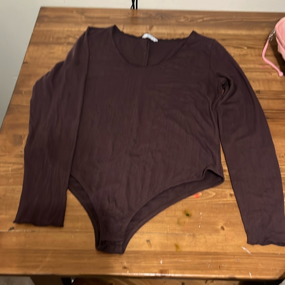 Lucky Brand dark maroon bodysuit with a full bottom. Perfect shape